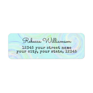 Aqua Pastel Swirl Return Address
