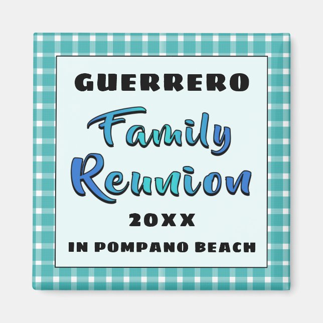 Aqua Pattern Keepsake Souvenir Family Reunion Gift Magnet (Front)