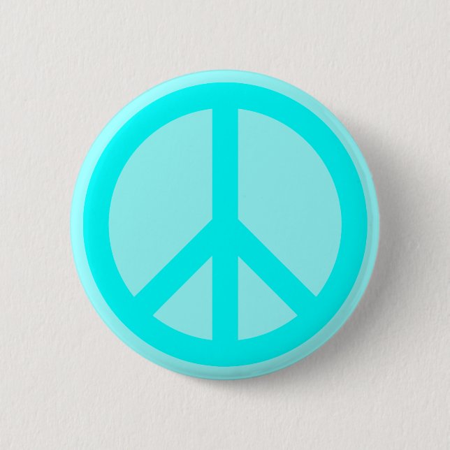 Aqua Peace Symbol 6 Cm Round Badge (Front)