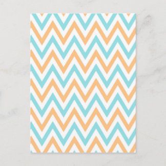 Aqua- peach, Chevron Zigzag Postcard