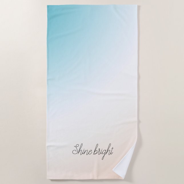  Aqua Peach White Ombre   Beach Towel (Front)