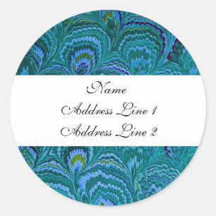 Aqua Peacock Address Labels