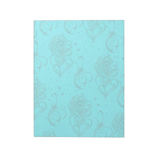 Aqua Peacock Feathers Notepad