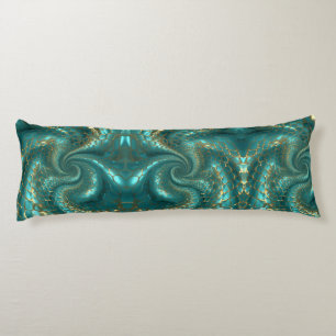 Aqua Pearlescent & Gold Mermaid Scale Pattern Body Cushion
