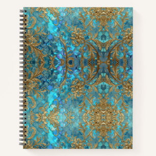 Aqua Pearlescent & Gold Mermaid Scale Pattern  Notebook