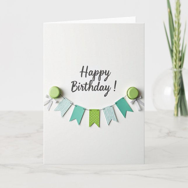 Aqua Pennant Birthday Card (Front)