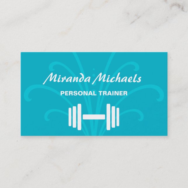 Aqua Personal Trainer Dumbbell Business Card (Front)