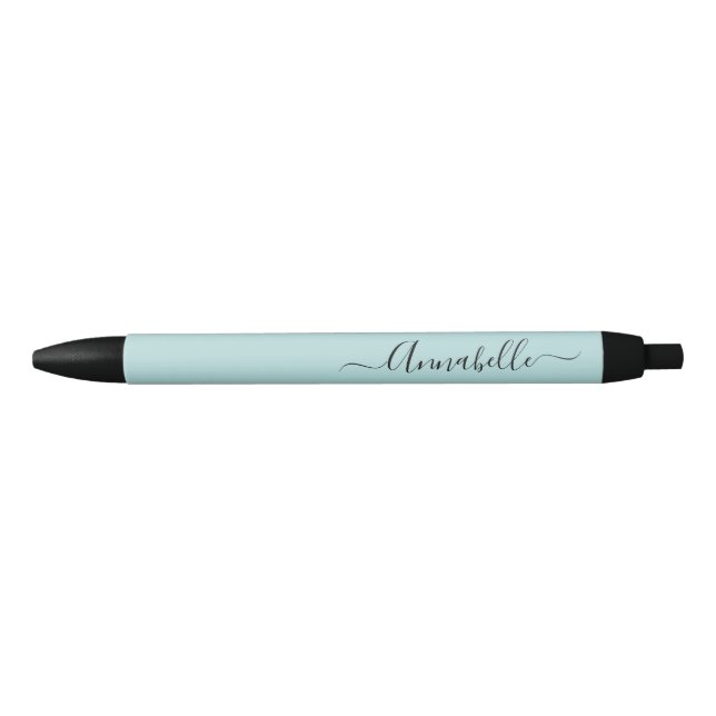 Aqua Personalised Name Script Black Ink Pen (Front)