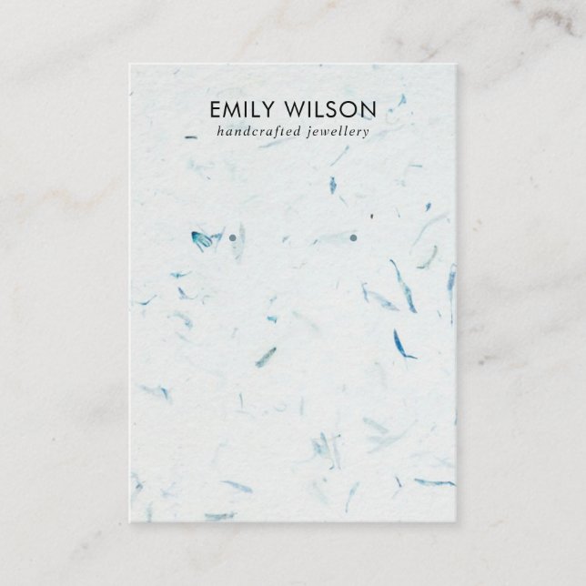 AQUA PETAL HANDMADE PAPER STUD EARRING DISPLAY BUSINESS CARD (Front)