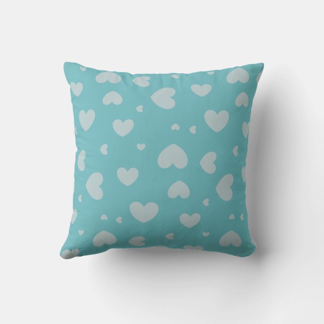 Aqua pillow with hearts HAMbyWG (Back)