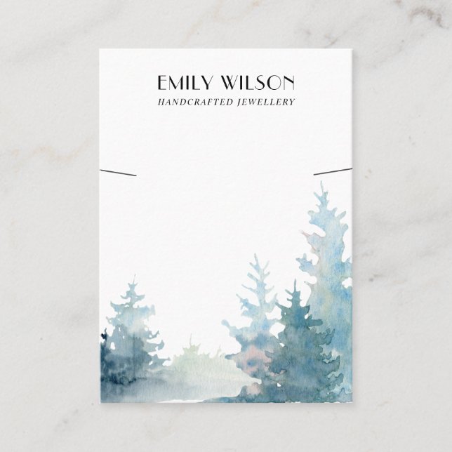 AQUA PINE TREE FOREST WINTER  BRACELET DISPLAY BUSINESS CARD (Front)