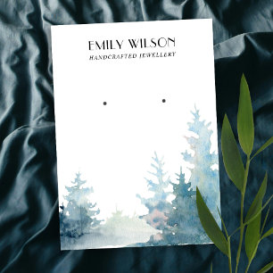 AQUA PINE TREE WINTER FOREST STUD EARRING DISPLAY BUSINESS CARD