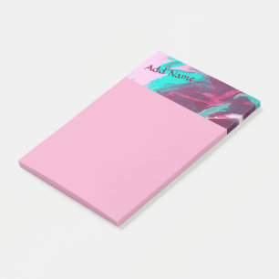 Aqua Pink Abstract Personalised Post it Notes 4x6