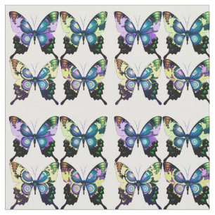 Aqua, Pink, and Yellow -  Elegant Butterflies Fabric