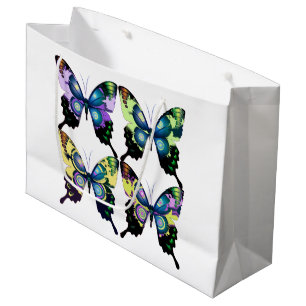 Aqua, Pink, and Yellow - Elegant Butterflies Large Gift Bag