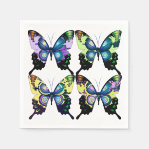 Aqua, Pink, and Yellow - Elegant Butterflies Napkin