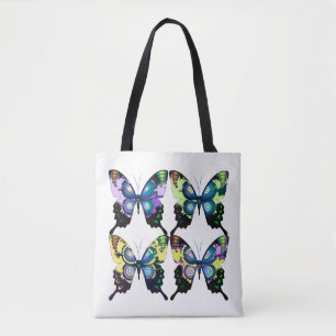 Aqua, Pink, and Yellow - Elegant Butterflies Tote Bag