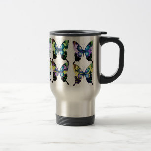 Aqua, Pink, and Yellow - Elegant Butterflies Travel Mug