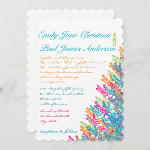 Aqua Pink Coral Lime Floral Wedding Invitations