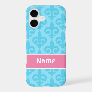 Aqua Pink Fleur de Lis iPhone 4/4S Case