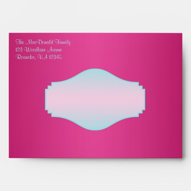 Aqua, Pink Floral A7 Envelope for 5"x7" Sizes (Front)