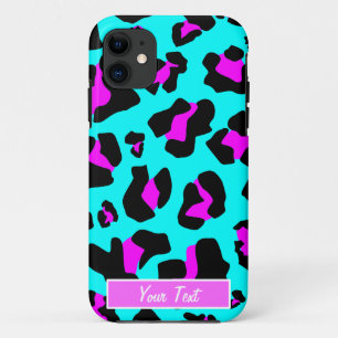 Aqua/Pink Leopard Print - Personalise Case-Mate iPhone Case