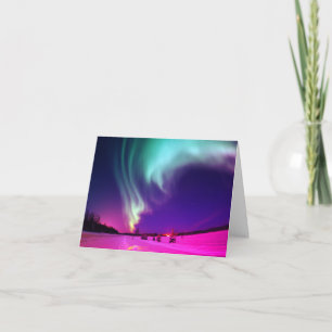 Aqua Pink Ombre Northern Lights Thinking of You Card
