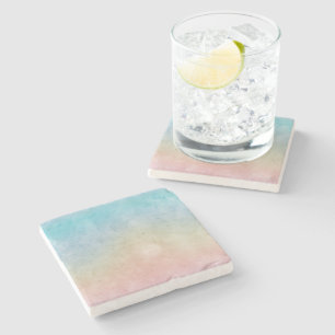 Aqua Pink Tie dye Stone Coaster