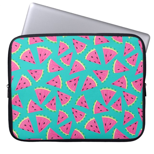 Aqua/Pink Watermelon Laptop Sleeve (Front)