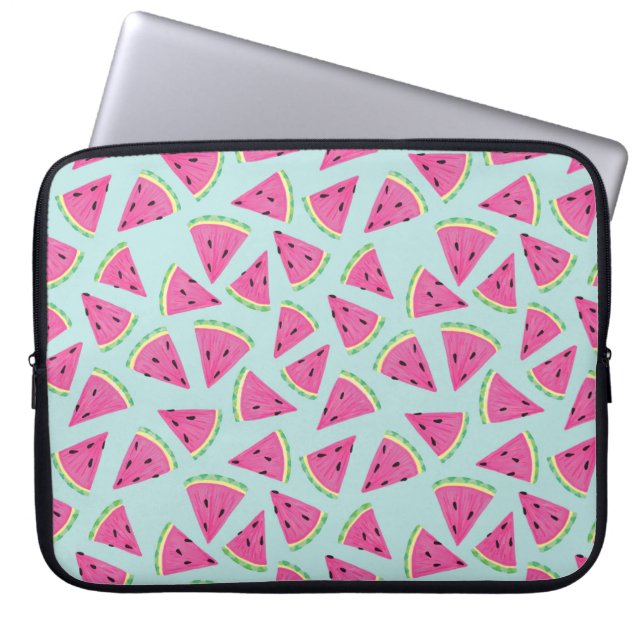 Aqua/Pink Watermelon Laptop Sleeve (Front)