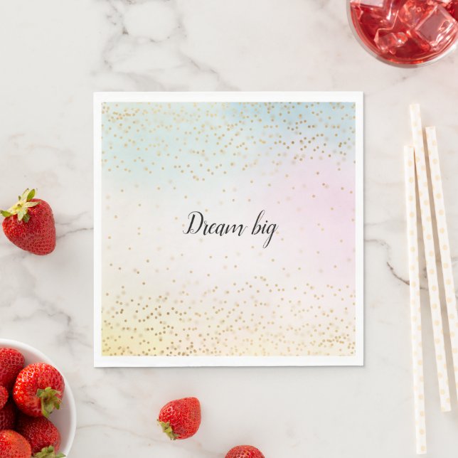 Aqua Pink Yellow Gold Confetti Napkin (Insitu)