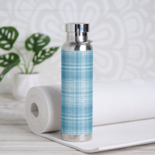 Aqua Plaid Pattern Water Bottle