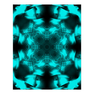 Aqua Plasma Symmetry Fractal Art Poster
