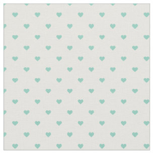 Aqua Polka Dot Hearts Fabric