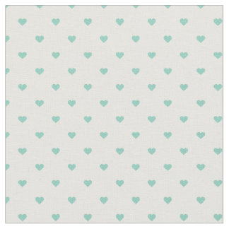 Aqua Polka Dot Hearts Fabric