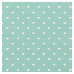 Aqua Polka Dot Hearts Fabric