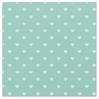 Aqua Polka Dot Hearts Fabric