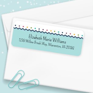 Aqua Polka Dot Return Address