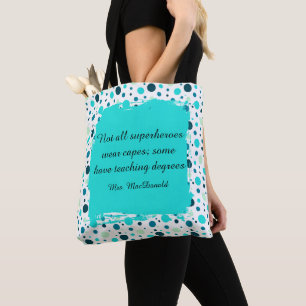 Aqua Polka dot teacher appreciation gift Tote Bag