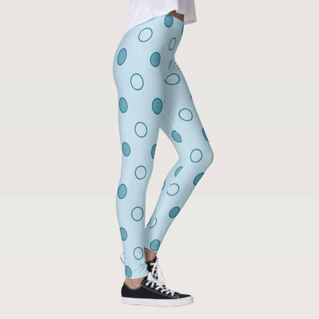 Aqua Polka Dots 2 Leggings (Right)