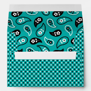 Aqua Polka Dots and Paisley Envelope