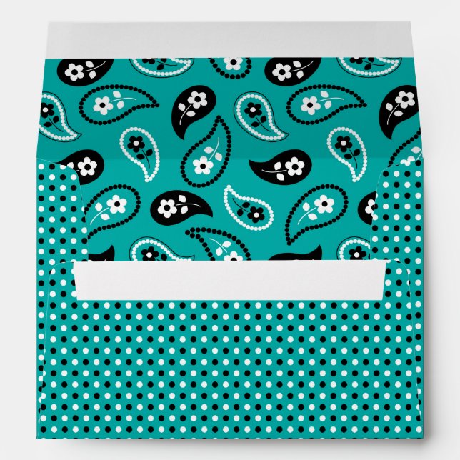 Aqua Polka Dots and Paisley Envelope (Back (Bottom))