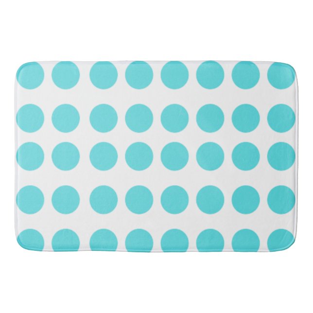 Aqua Polka Dots Bath Mat (Front)