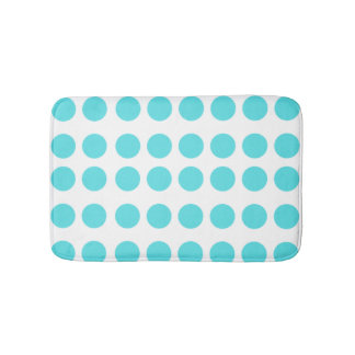 Aqua Polka Dots Bath Mat