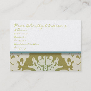 Aqua Pool Blue and Gold Damask Floral - Business Card