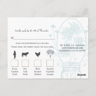 Aqua Powder Blue Mason Jar Chalkboard Wedding Postcard