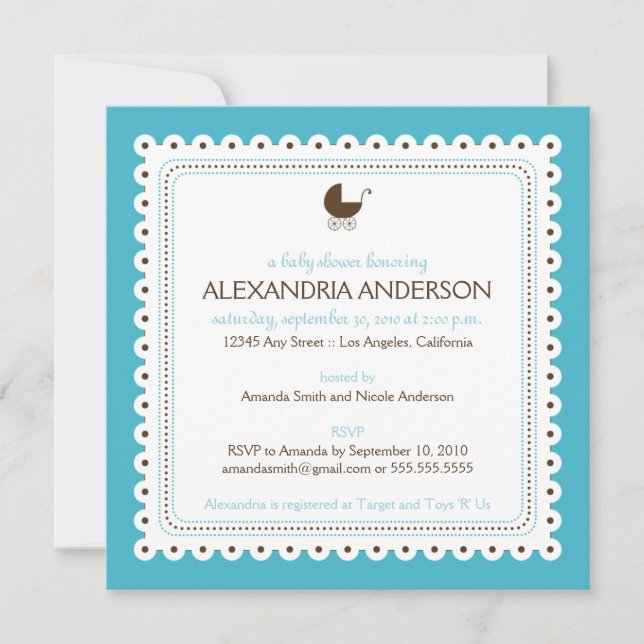 (Aqua) Precious Custom Baby Shower Invitation (Front)