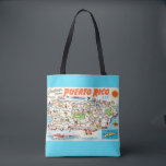 Aqua Puerto Rico Map Shoulder Tote<br><div class="desc">A vintage,  very colourful postcard map of Puerto Rico repurposed all over a wonderful shoulder tote.</div>