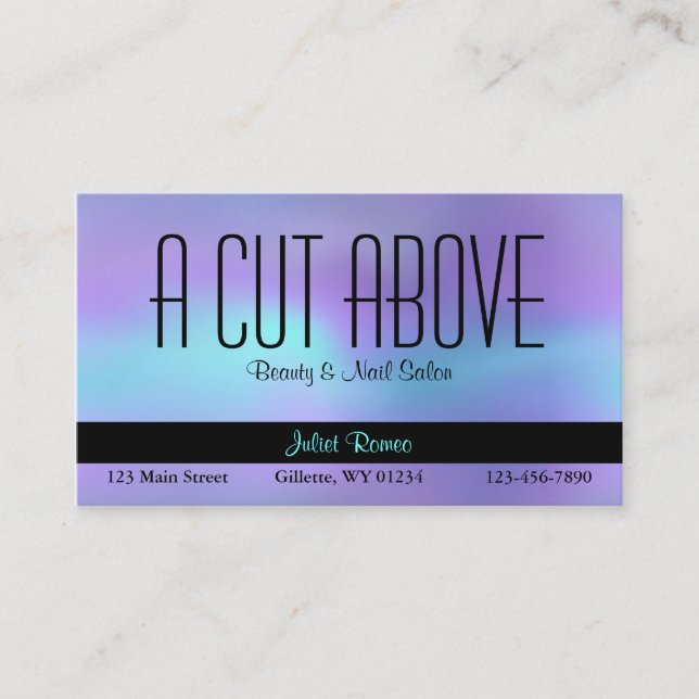 Aqua Purple Abstract Beauty Salon Appointment Card (Front)
