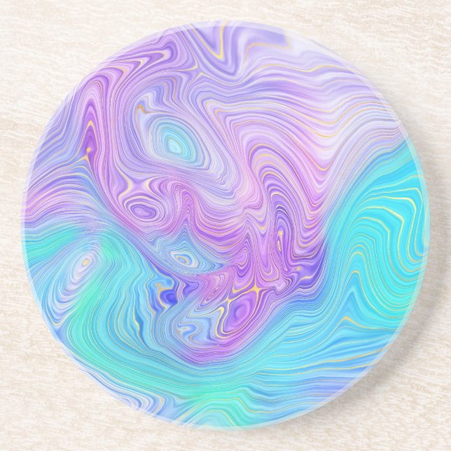 Aqua Purple Abstract Coaster (Front)